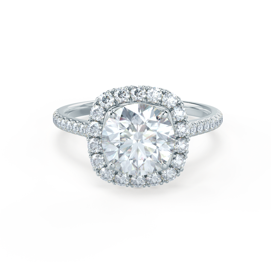 1.0 CT Round Shaped Halo Style Moissanite Engagement Ring 3