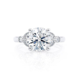 1.50 CT Round Shaped Moissanite Cluster Style Engagement Ring 4