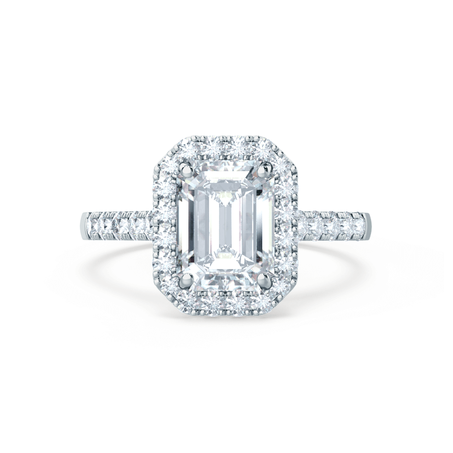 1.01 CT Emerald Shaped Moissanite Halo Style Engagement Ring 4