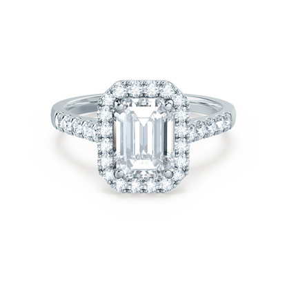 1.01 CT Emerald Shaped Moissanite Halo Style Engagement Ring 5