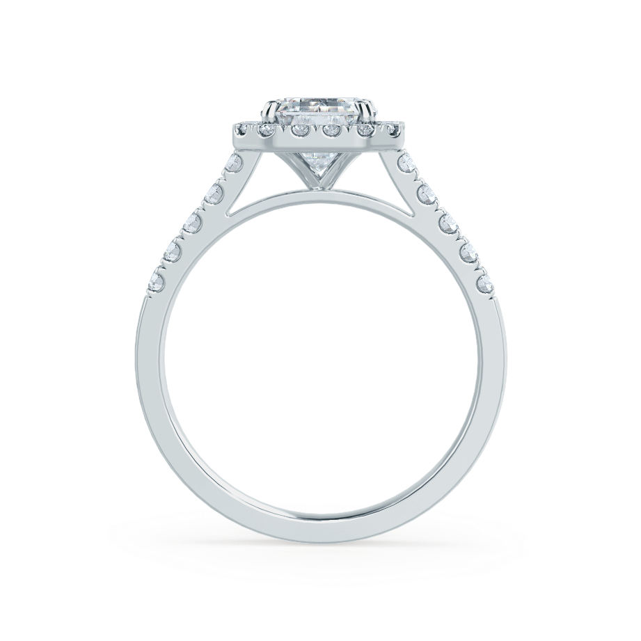 1.01 CT Emerald Shaped Moissanite Halo Style Engagement Ring 6