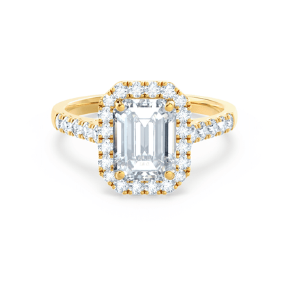 1.01 CT Emerald Shaped Moissanite Halo Style Engagement Ring 3