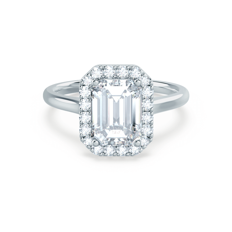 1.75 CT Emerald Shaped Moissanite Halo Style Engagement Ring 1