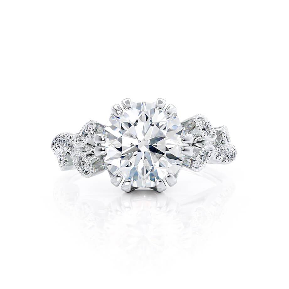 1.50 CT Round Shaped Moissanite Cluster Style Engagement Ring 3