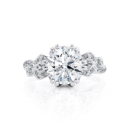 1.50 CT Round Shaped Moissanite Cluster Style Engagement Ring 3