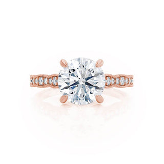 1.0 CT Round Shaped Moissanite Solitaire With Pave Setting Engagement Ring 4