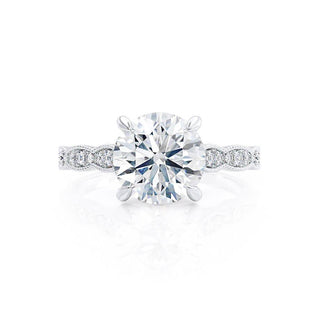 1.0 CT Round Shaped Pave Style Moissanite Engagement Ring 4