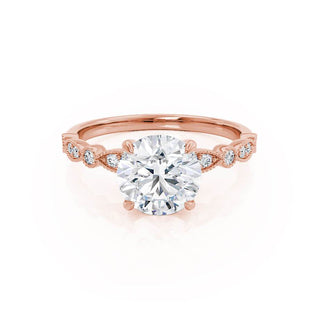 1.0 CT Round Shaped Pave Style Moissanite Engagement Ring 2