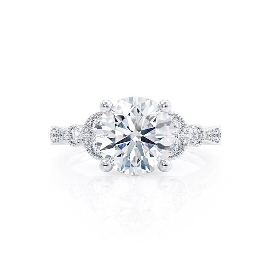 1.50 CT Round Shaped Moissanite Cluster Style Engagement Ring 1