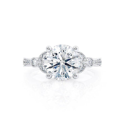 1.50 CT Round Shaped Moissanite Cluster Style Engagement Ring 1