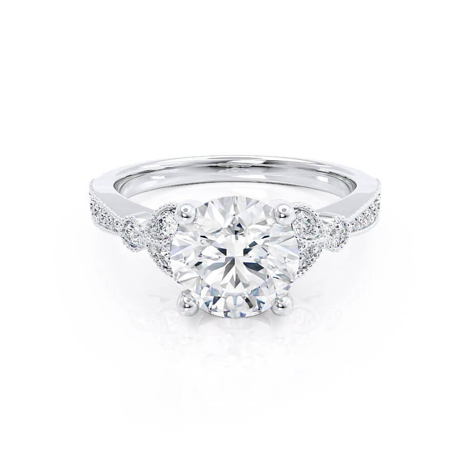 1.50 CT Round Shaped Moissanite Cluster Style Engagement Ring 2