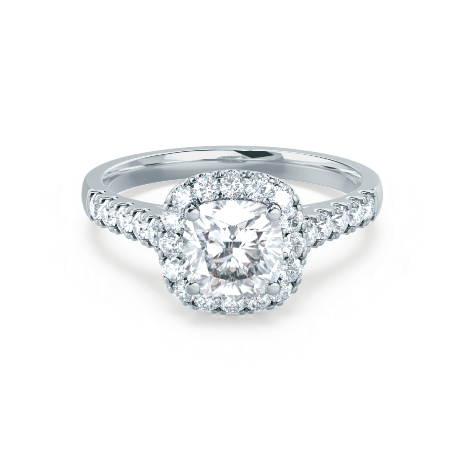 1.70 CT Cushion Shaped Moissanite Halo Pave Style Engagement Ring 1