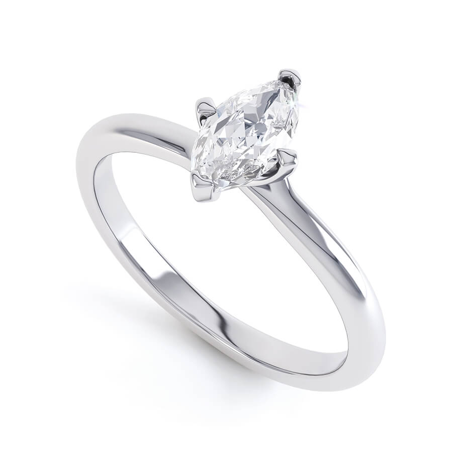0.70 CT Marquise Shaped Moissanite Solitaire Style Engagement Ring 1