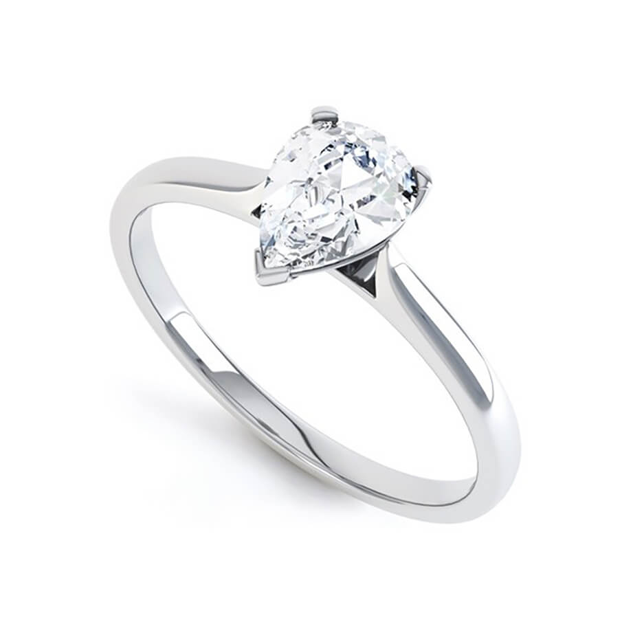 0.95 CT Pear Shaped Moissanite Solitaire Style Engagement Ring 2