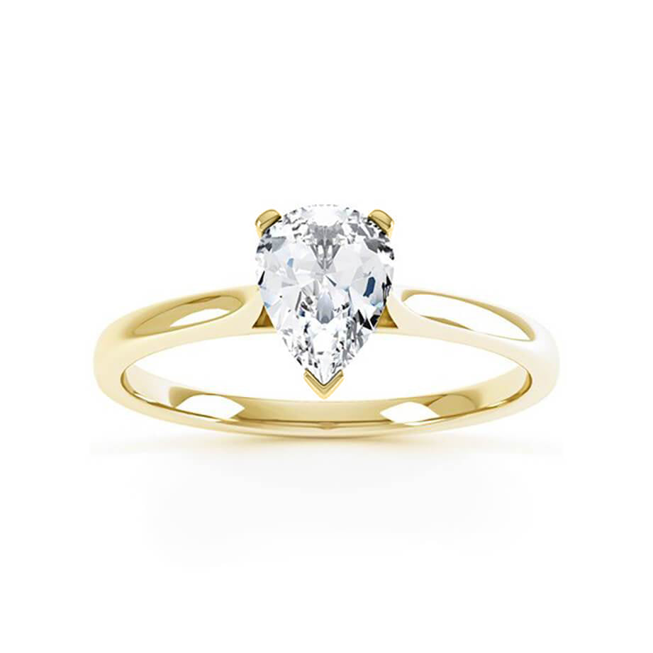 0.95 CT Pear Shaped Moissanite Solitaire Style Engagement Ring 3