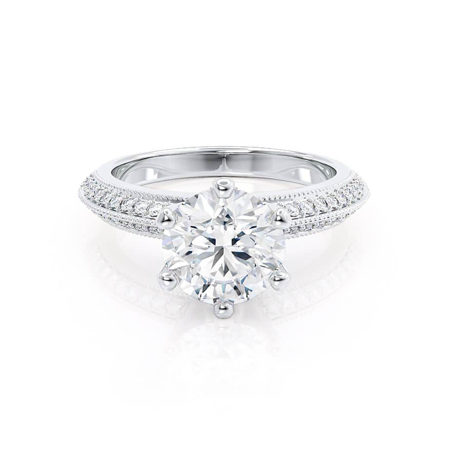 1.50 CT Round Shaped Moissanite Solitaire Pave Style Engagement Ring 1