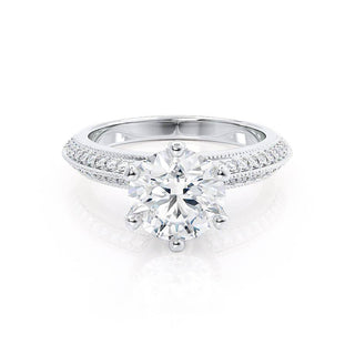1.50 CT Round Shaped Pave Style Moissanite Engagement Ring 1