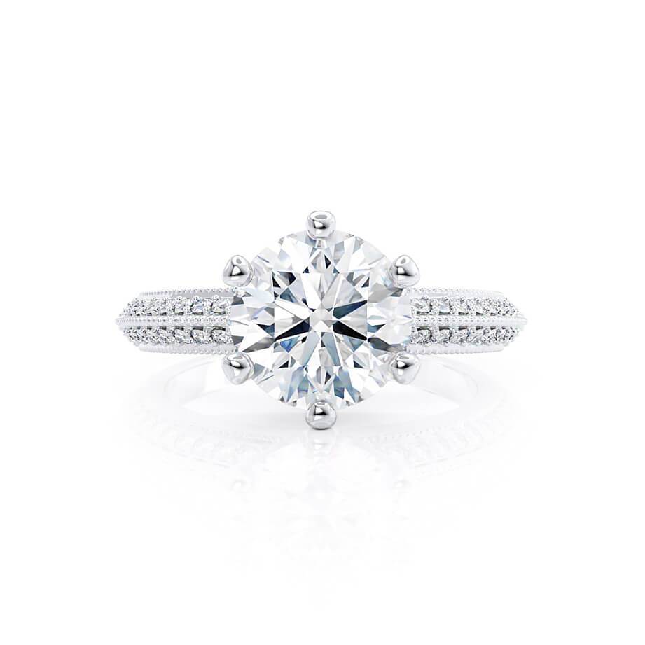 1.50 CT Round Shaped Moissanite Solitaire Pave Style Engagement Ring 3