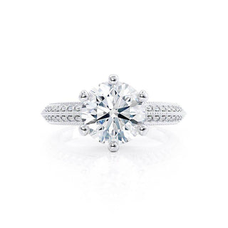 1.50 CT Round Shaped Pave Style Moissanite Engagement Ring 3