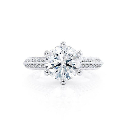 1.50 CT Round Shaped Moissanite Solitaire Pave Style Engagement Ring 3