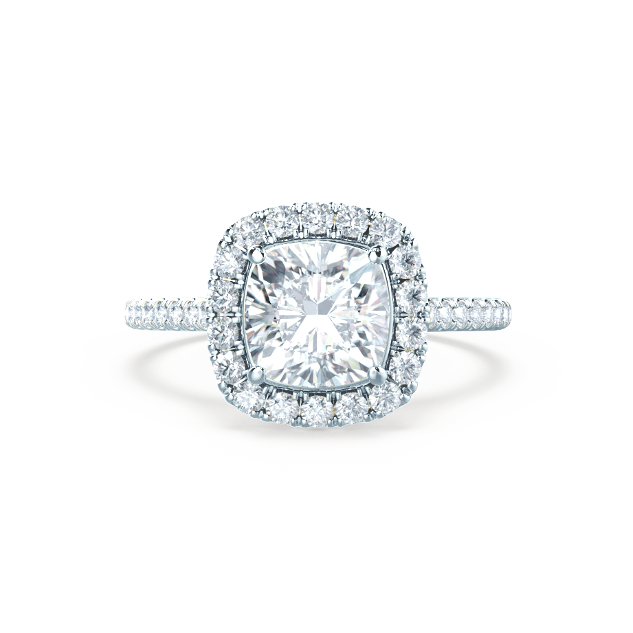 1.30 CT Cushion Shaped Moissanite Halo Engagement Ring 3