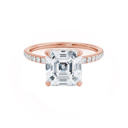 1.50 CT Asscher Shaped Moissanite Hidden Halo Style Engagement Ring 3