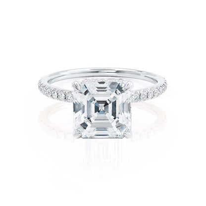1.30 CT Asscher Shaped Moissanite Hidden Halo Style Engagement Ring 3