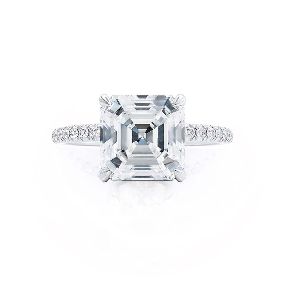 1.30 CT Asscher Shaped Hidden Halo Moissanite Engagement Ring 5