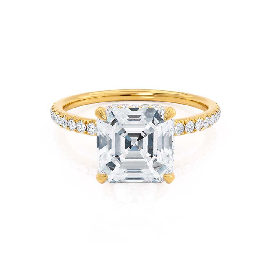 1.50 CT Asscher Shaped Moissanite Hidden Halo Style Engagement Ring 4