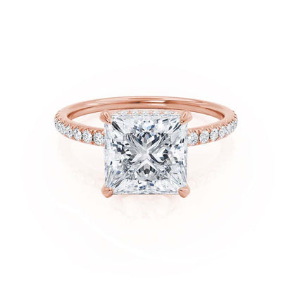 1.20 CT Princess Shaped Moissanite Hidden Halo Style Engagement Ring 3