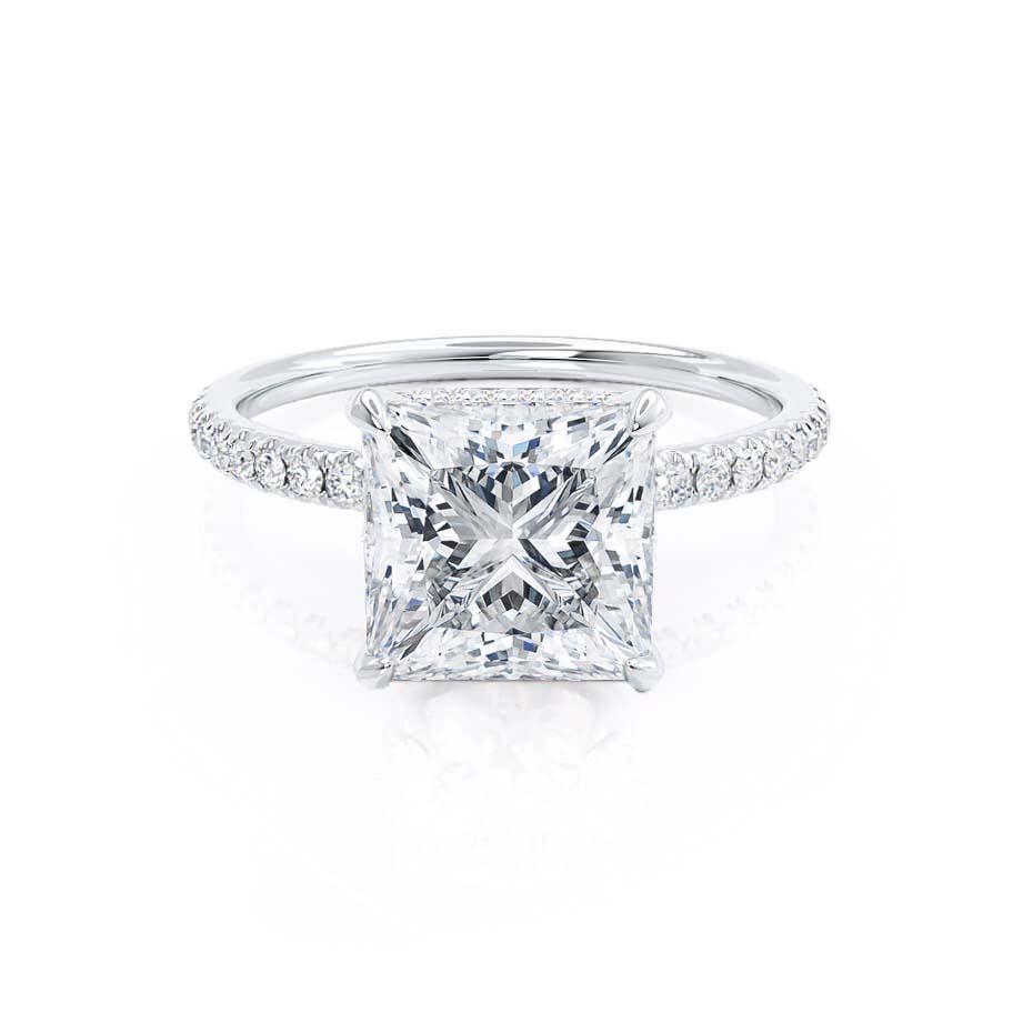 1.50 CT Princess Shaped Moissanite Hidden Halo Style Engagement Ring 3