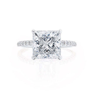 1.50 CT Princess Shaped Moissanite Hidden Halo Engagement Ring 5