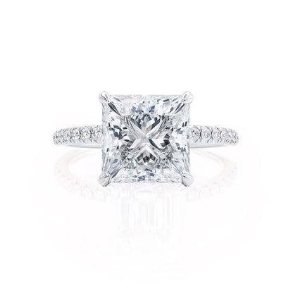 1.50 CT Princess Shaped Moissanite Hidden Halo Style Engagement Ring 5