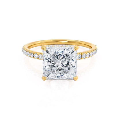 1.50 CT Princess Shaped Moissanite Hidden Halo Style Engagement Ring 2