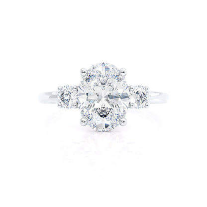 2.52 CT Oval Shaped Moissanite Three Stone Engagement Ring 2