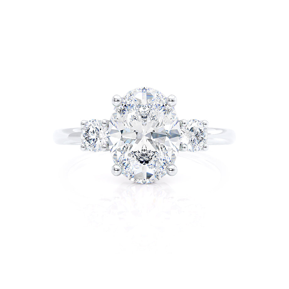 1.75 CT Oval Shaped Moissanite Three Stone Style Engagement Ring 2