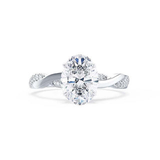 1.50 CT Oval Shaped Twisted Pave Style Moissanite Engagement Ring 6