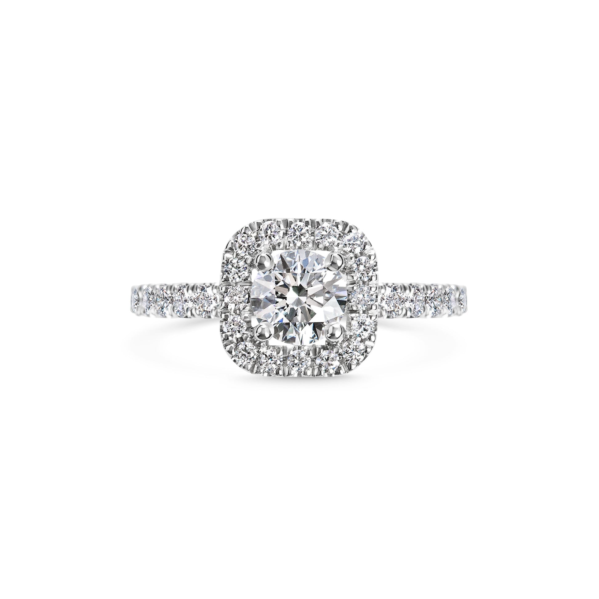 0.6 CT Cushion Halo CVD F/VS1 Diamond Engagement Ring 1