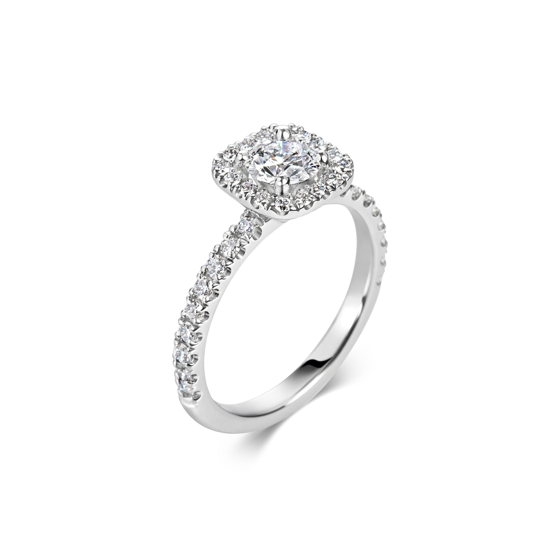 0.6 CT Cushion Halo CVD F/VS1 Diamond Engagement Ring 3