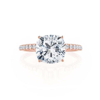 0.8 CT Cushion Shaped Pave Style Moissanite Engagement Ring 2