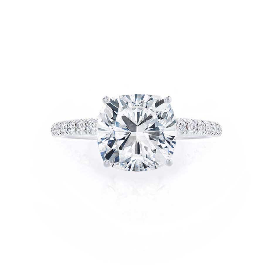 0.80 CT Cushion Shaped Moissanite Solitaire Pave Style Engagement Ring 2