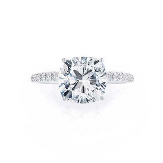 0.80 CT Cushion Shaped Pave Style Moissanite Engagement Ring 2