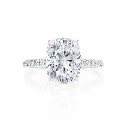 1.75 CT Elongated Cushion Shaped Moissanite Solitaire Pave Engagement Ring 3