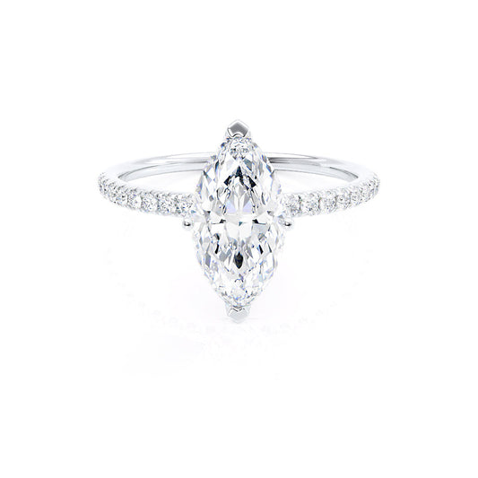 1.0 CT Marquise Shaped Moissanite Solitaire Pave Style Engagement Ring 1
