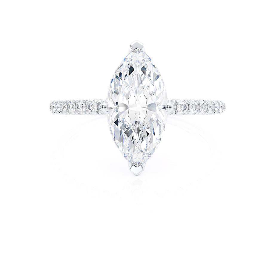 1.0 CT Marquise Shaped Moissanite Solitaire Pave Style Engagement Ring 2