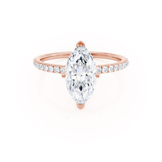 1.0 CT Marquise Shaped Pave Style Moissanite Engagement Ring 1