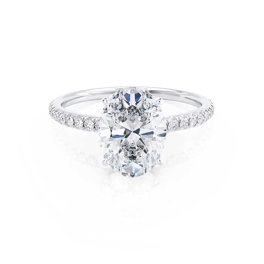 0.90 CT Oval Shaped Moissanite Solitaire Pave Setting Engagement Ring 5