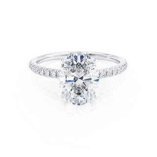 0.90 CT Oval Shaped Pave Setting Moissanite Engagement Ring 5