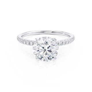 1.0 CT Round Shaped Pave Style Moissanite Engagement Ring 4
