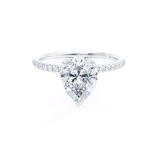 0.94 CT Pear Shaped Pave Style Moissanite Engagement Ring 1